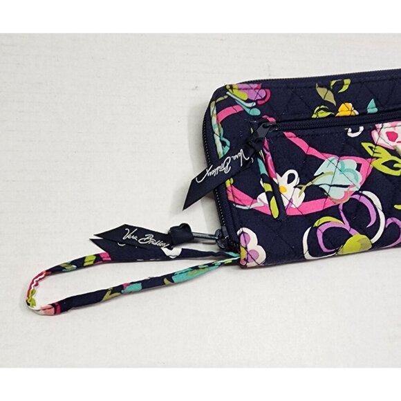 Vera Bradley Wristlet Wallet In Midnight With Multicolor Butterfly Floral Patter - Picture 2 of 12